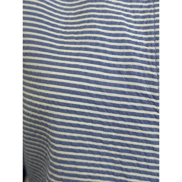 Ann Taylor Women’s Blouse Blue S Long Bell Sleeves Horizontal Mini Stripe Cotton - Picture 6 of 11